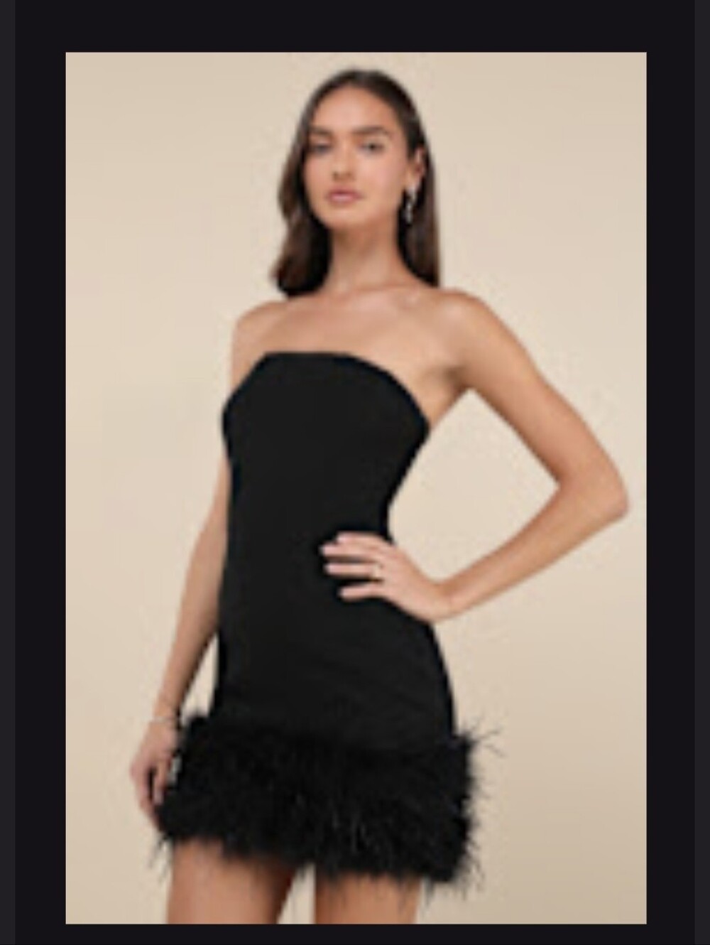 NWT Lulus Fabulous Delight Black Strapless Bustier Feather Mini Dress